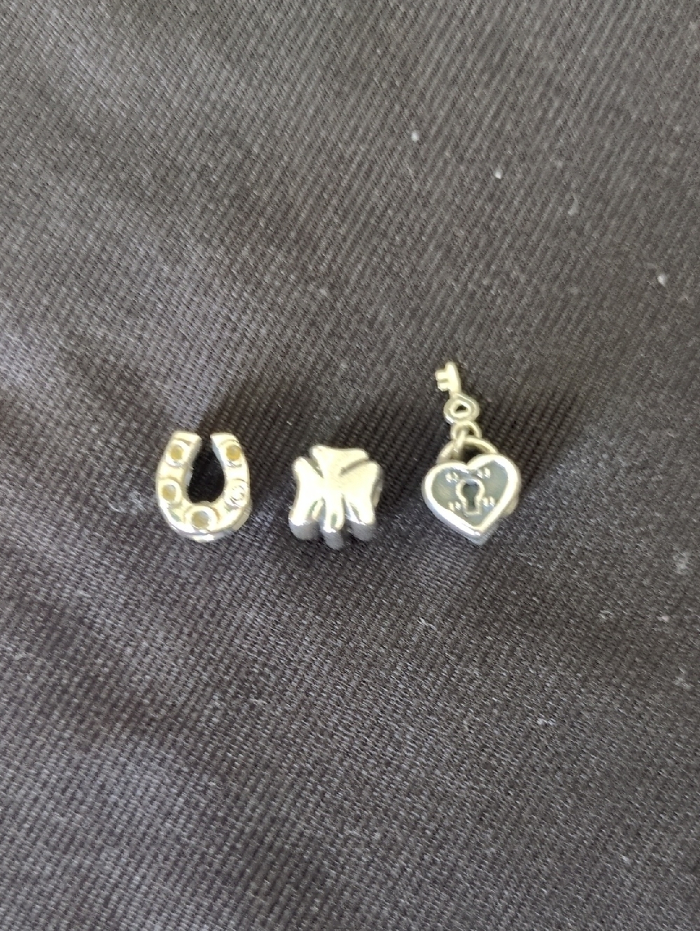 Chamilia Sterling Silver Horseshoe, Shamrock & Heart Key Charms
